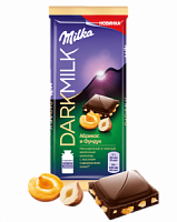 Шоколад Milka Dark Milk с какао, абрикосом и орехами, 85г