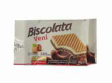 Вафли"Biscolata Veni Trio"с молочнo-ореховой нач.*20гр.*24