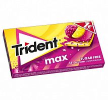 Жевательная резинка"TRIDENT MAX"вскус Малины и Лимона *23гр*12